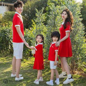 Áo váy gia đình dáng xòe Đỏ Tươi