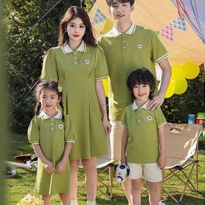 Áo váy đồng phục gia đình màu xanh lá cây