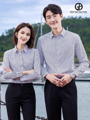 Áo đồng phục công sở kẻ sọc