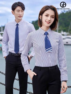 Áo đồng phục công sở kẻ sọc