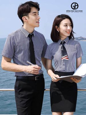 Áo đồng phục văn phòng kẻ sọc dọc