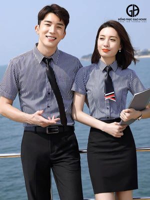 Áo đồng phục văn phòng kẻ sọc dọc