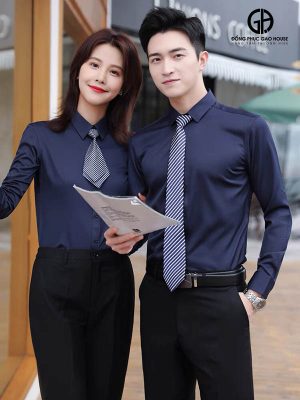 Đồng phục sơ mi công sở tone màu tím than