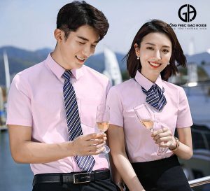 Áo đồng phục công sở tone hồng dịu
