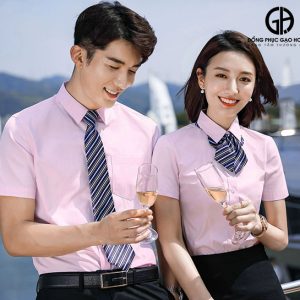 Áo đồng phục công sở tone hồng dịu