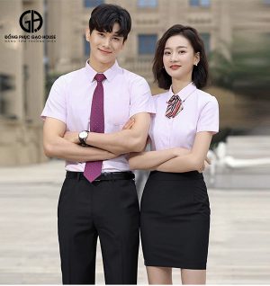 Áo đồng phục công sở tone hồng dịu