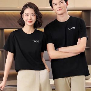 Áo thun đồng phục công ty cổ tròn màu đen