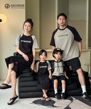 Áo đồng phục gia đình cổ tròn đẹp
