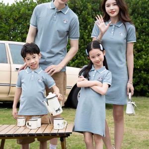 Áo váy gia đình dáng suông có cổ