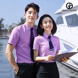 Áo đồng phục công sở màu tím thanh lịch