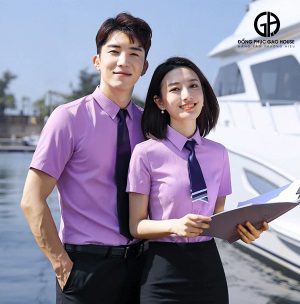 Áo đồng phục công sở màu tím thanh lịch
