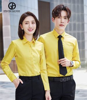 Áo đồng phục công sở tone màu vàng chanh