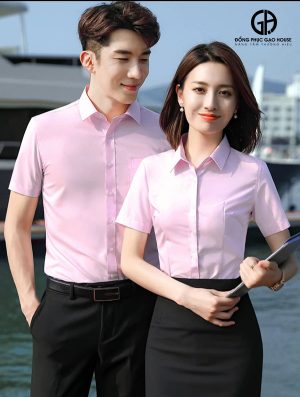 Áo sơ mi công sở tone hồng thanh lịch
