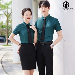 Đồng phục sơ mi công sở tone xanh đậm