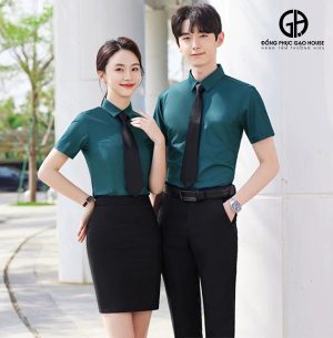 Đồng phục sơ mi công sở tone xanh đậm