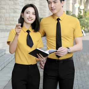 Mẫu áo đồng phục công sở sơ mi màu vàng