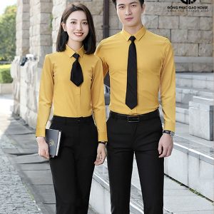 Mẫu áo đồng phục công sở sơ mi màu vàng