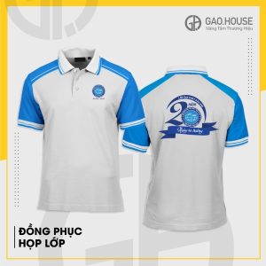 Áo đồng phục họp lớp phối xanh trắng