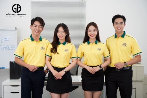 Áo phông đồng phục công ty màu vàng cao cấp