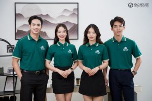 Mẫu áo thun đồng phục công ty màu xanh