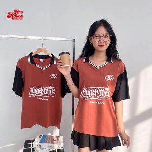 Mẫu đồng phục lớp cổ bẻ in slogan chất