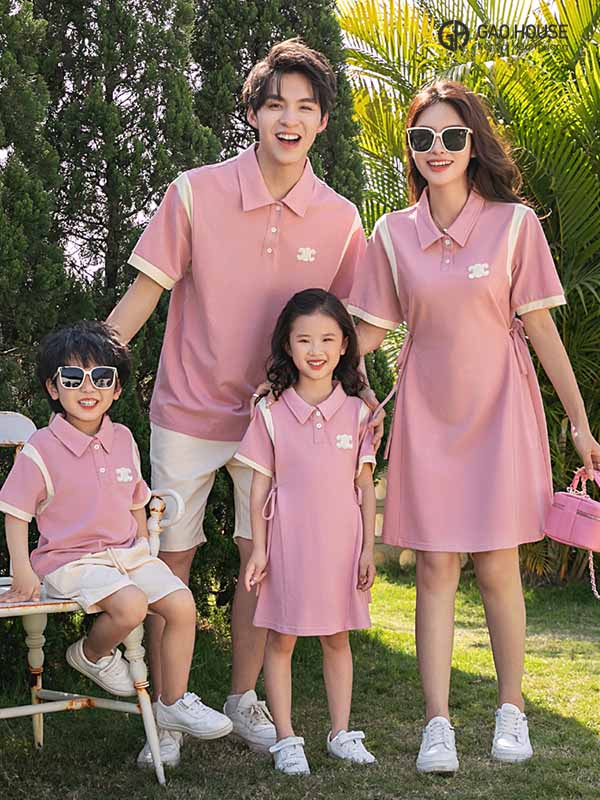 áo đồng phục gia đình Cà Mau màu hồng