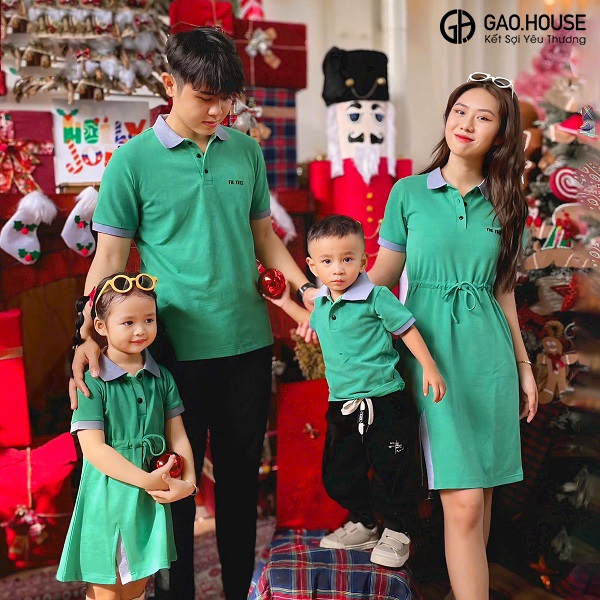 Áo đồng phục gia đình tại Bắc Ninh màu xanh lá