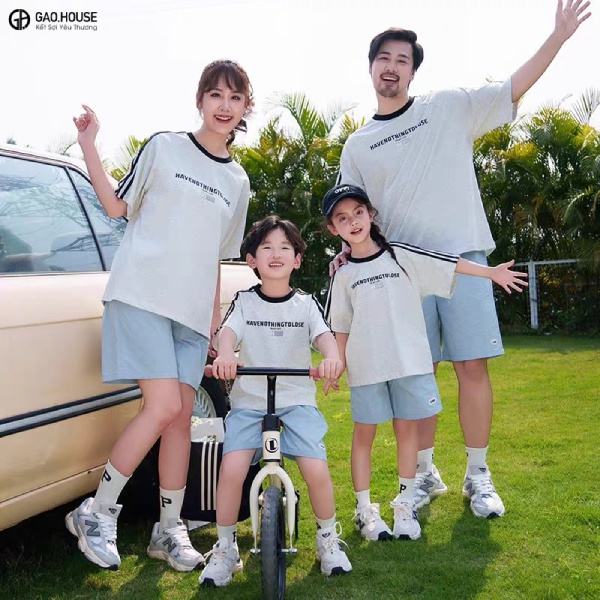 Áo thun gia đình tại Hải Dương cổ tròn