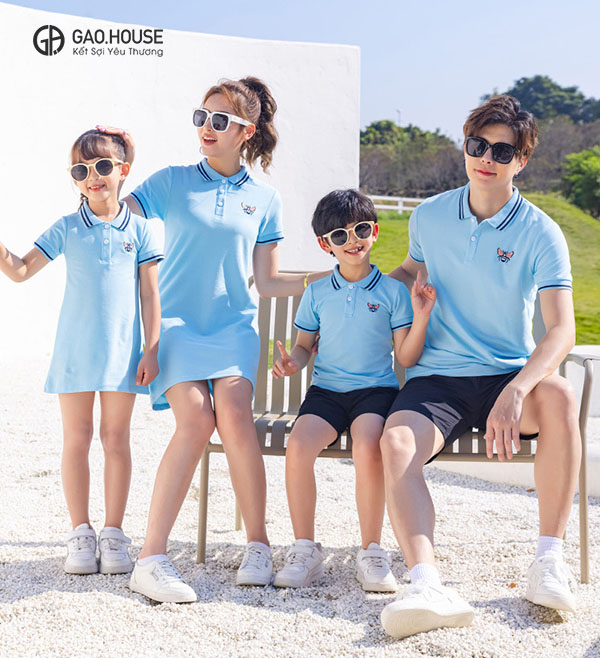 Đồng phục gia đình ở Cà Mau màu xanh