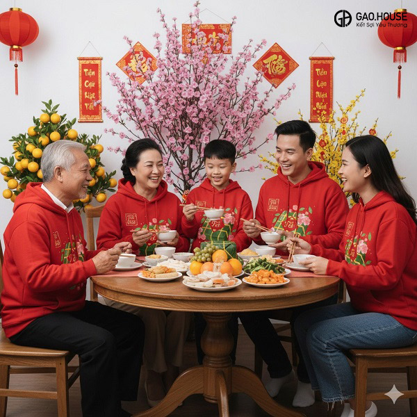 Đồng phục gia đình Tết ở Hưng Yên