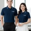 áo doanh nghiệp màu xanh than phối cổ sọc trắng
