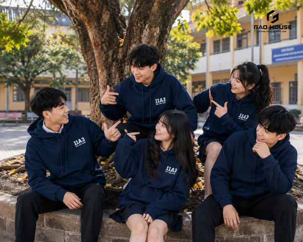 áo hoodie đồng phục lớp màu xanh than