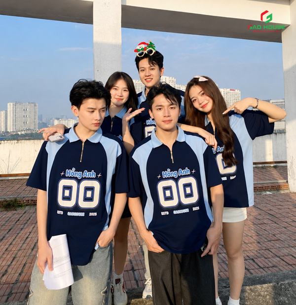 áo lớp màu xanh than có cổ khóa kéo