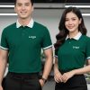 đồng phục công ty màu xanh phối cổ trắng