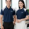 đồng phục doanh nghiệp màu xanh than phối vai trắng