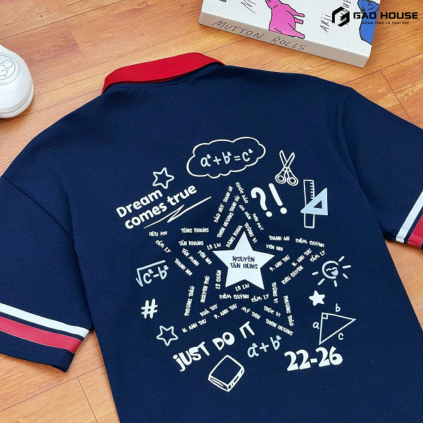 in áo đồng phục lớp màu xanh than