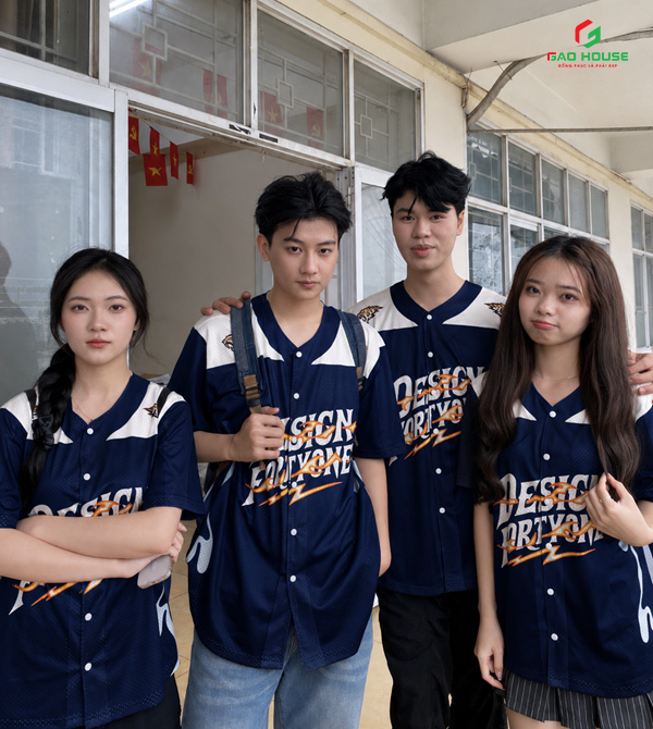 mẫu áo đồng phục lớp màu xanh than