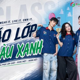 mẫu áo lớp màu xanh