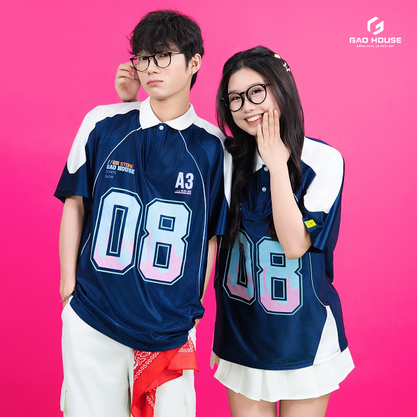 mẫu áo polo đồng phục lớp màu xanh 