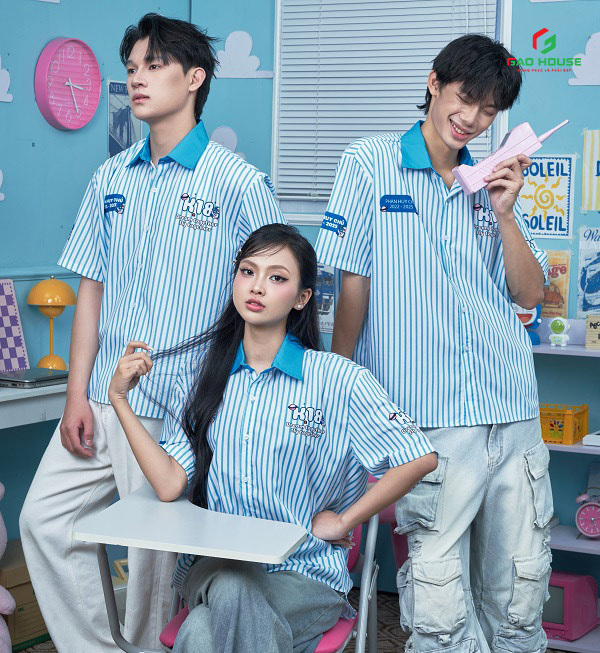 Mẫu áo sơ mi lớp màu xanh