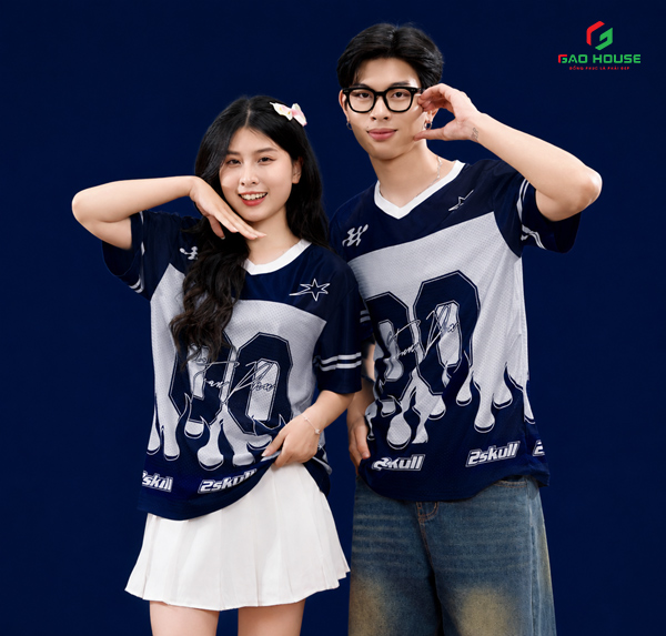 mẫu áo thun lớp màu xanh than đẹp