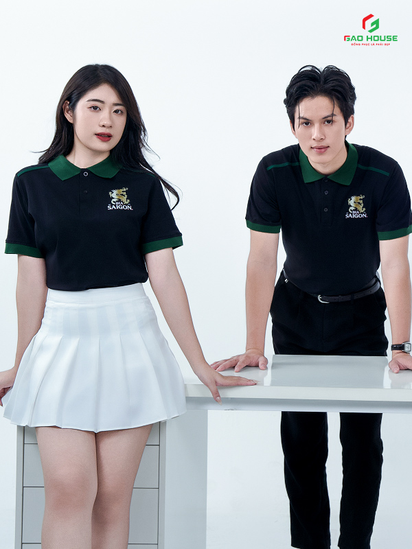 Mẫu áo đồng phục polo màu đen